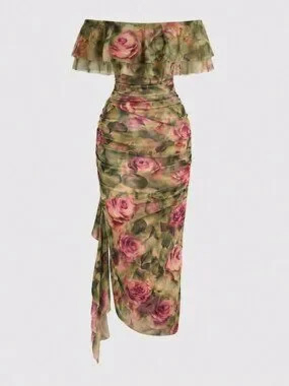 Multicolor Boho Women's Asymmetrical Hem Strapless Waist-Cinching Dress